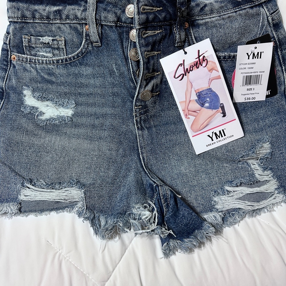 YMI Women's Jean Shorts - Distressed Blue